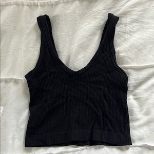 Urban Outfitters Black Ribbed Women's Top